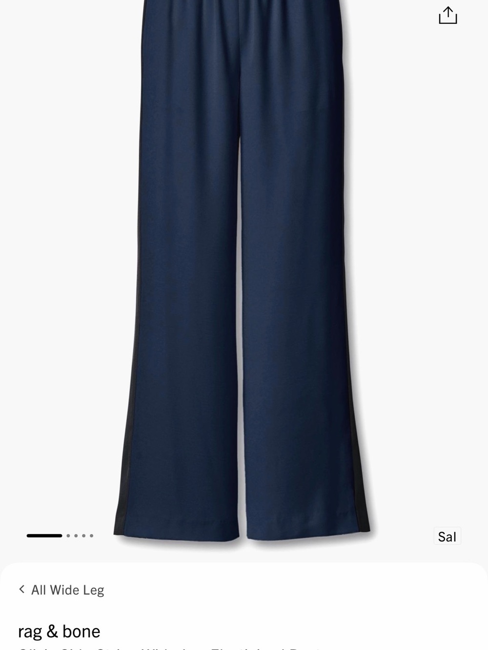 rag & bone Navy Wide-Leg Pants with Black Side Stripe